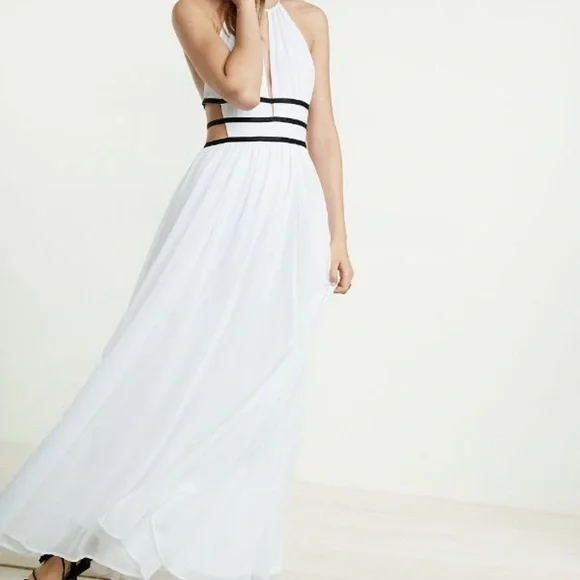 Express | Dresses | Express Black And White Halter Gown | Poshmark